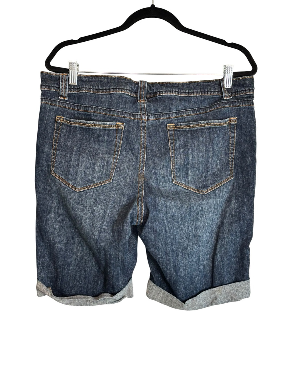 Faded Glory Denim Shorts Size 14 Cuffed Stretch Jean Shorts - Picture 2 of 8
